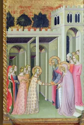 A Szűz megkoronázásának triptichonja, a családi otthonába visszatérő Szüzet ábrázoló jobb oldali tábla